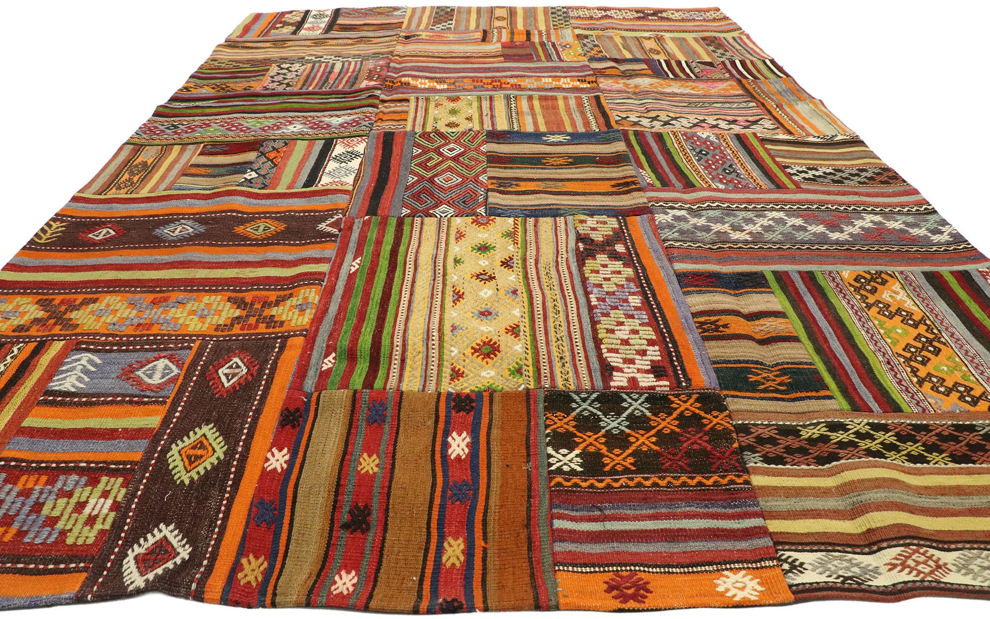 7 x 10 Vintage Patchwork Madras Rug 74243