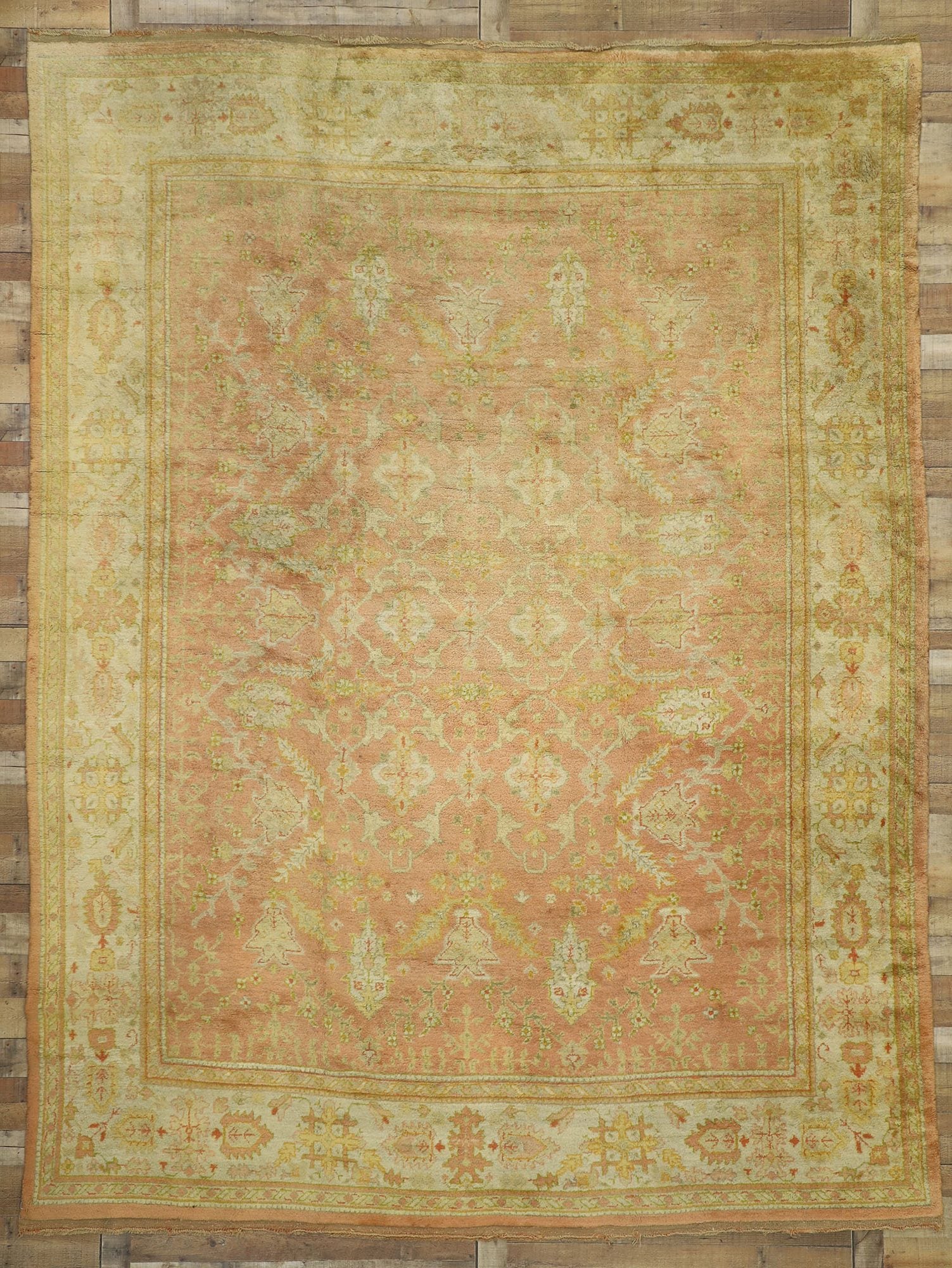 10 x 13 Antique Turkish Oushak Rug 74249