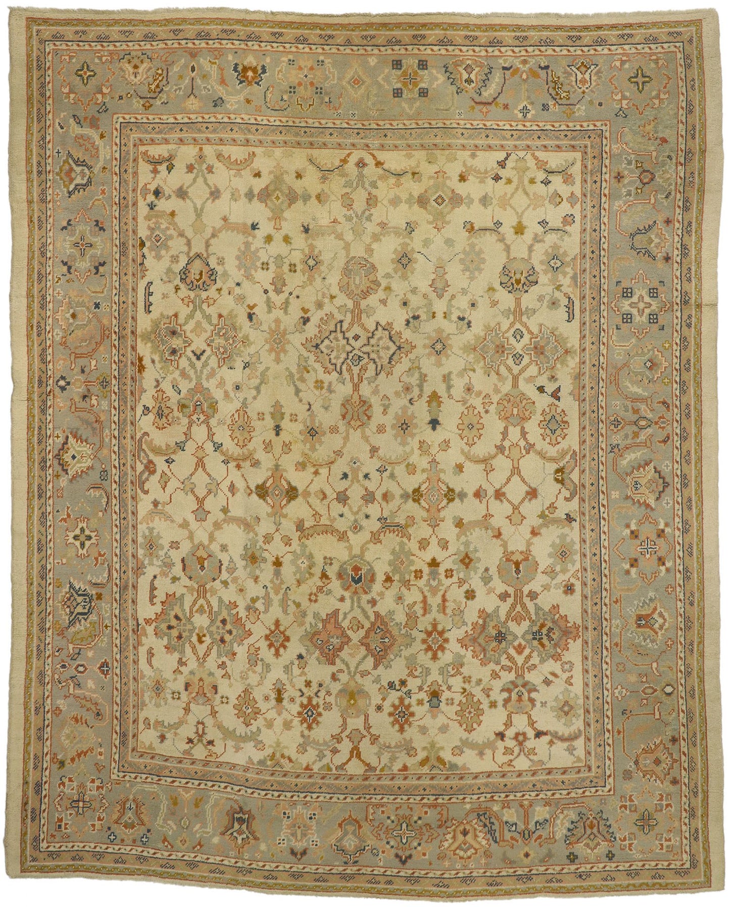 11 x 14 Antique Turkish Oushak Rug 74250