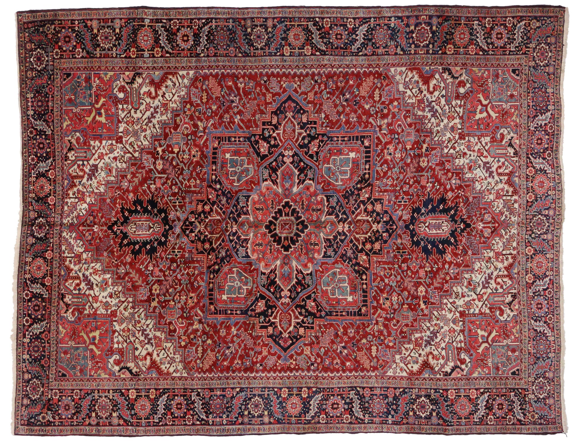 10 x 13 Antique Persian Heriz Rug 74290