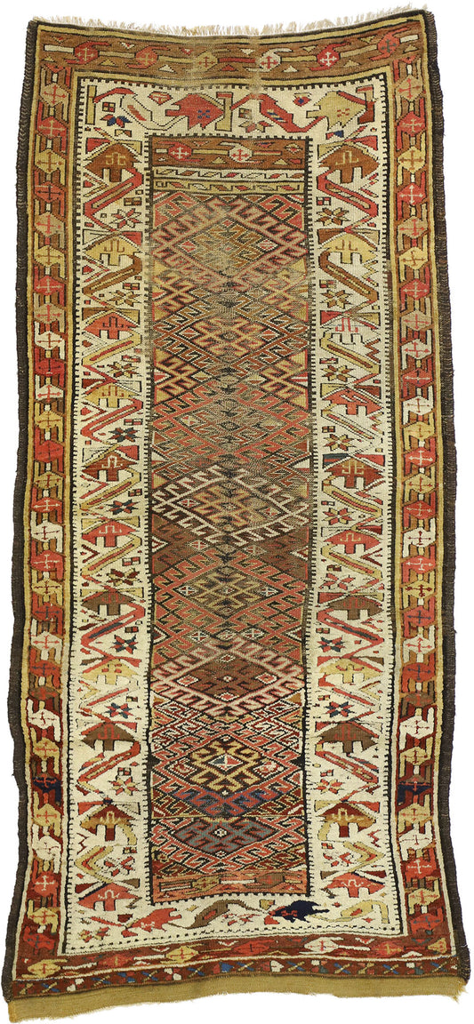 4 x 8 Antique Persian Kurdish Rug 74294