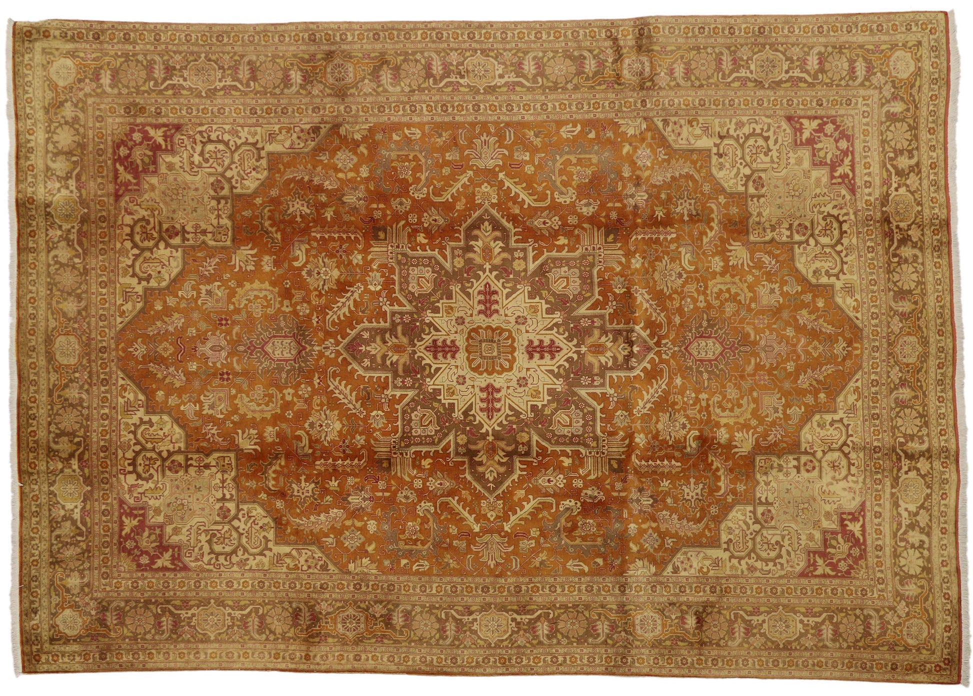 7 x 10 Vintage Persian Tabriz Rug 74302