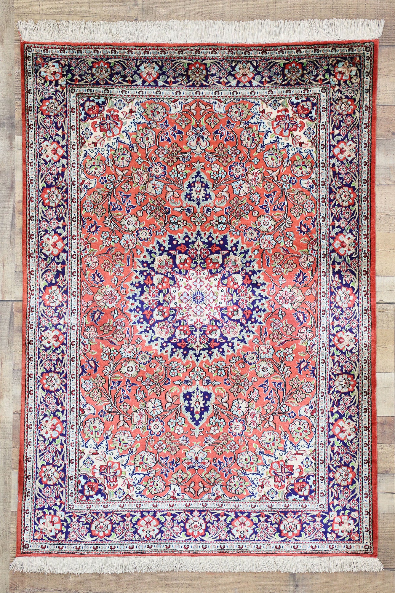 3 x 5 Vintage Persian Silk Qum Rug 74314