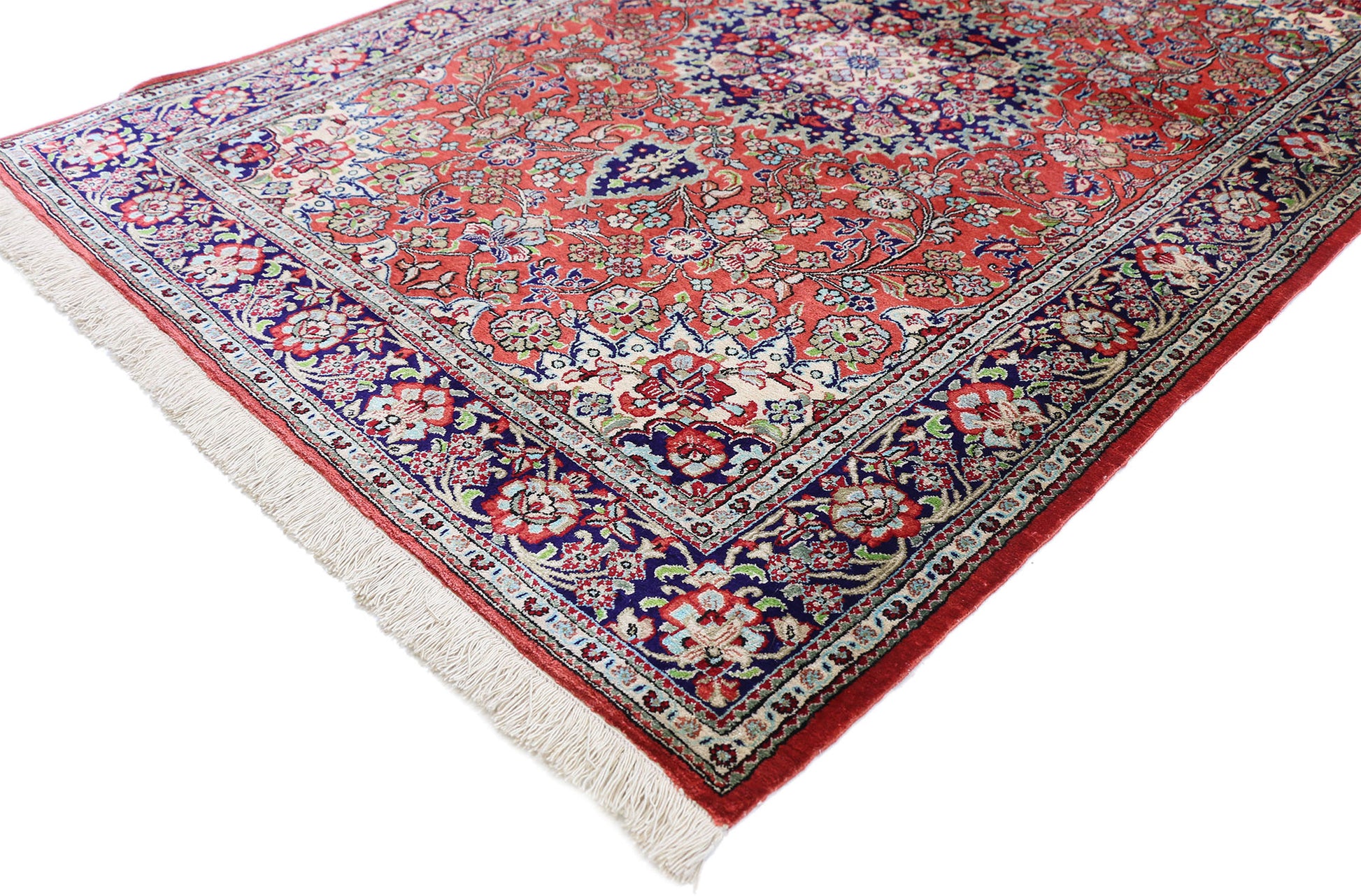 3 x 5 Vintage Persian Silk Qum Rug 74314