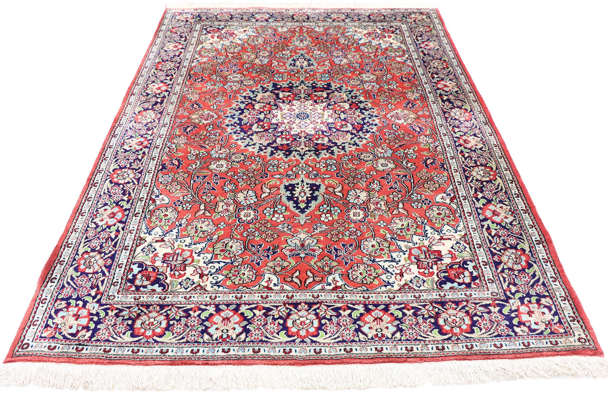 3 x 5 Vintage Persian Silk Qum Rug 74314