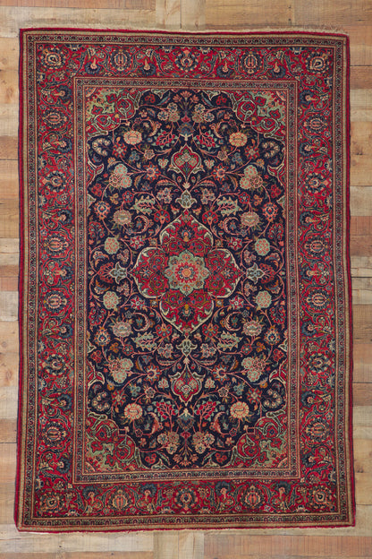 5 x 7 Antique Persian Kashan Rug 74320