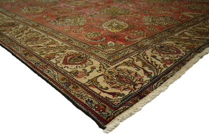 9 x 13 Distressed Vintage Persian Tabriz Rug 74329