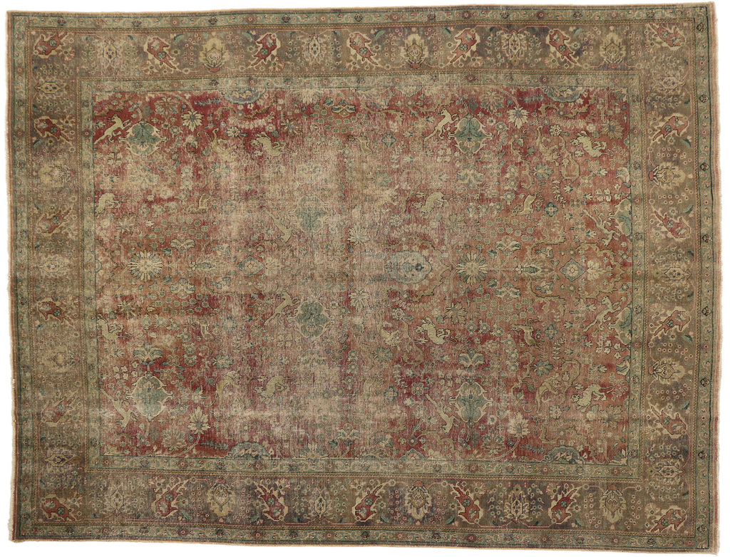 10 x 13 Vintage Tabriz Rug 74330