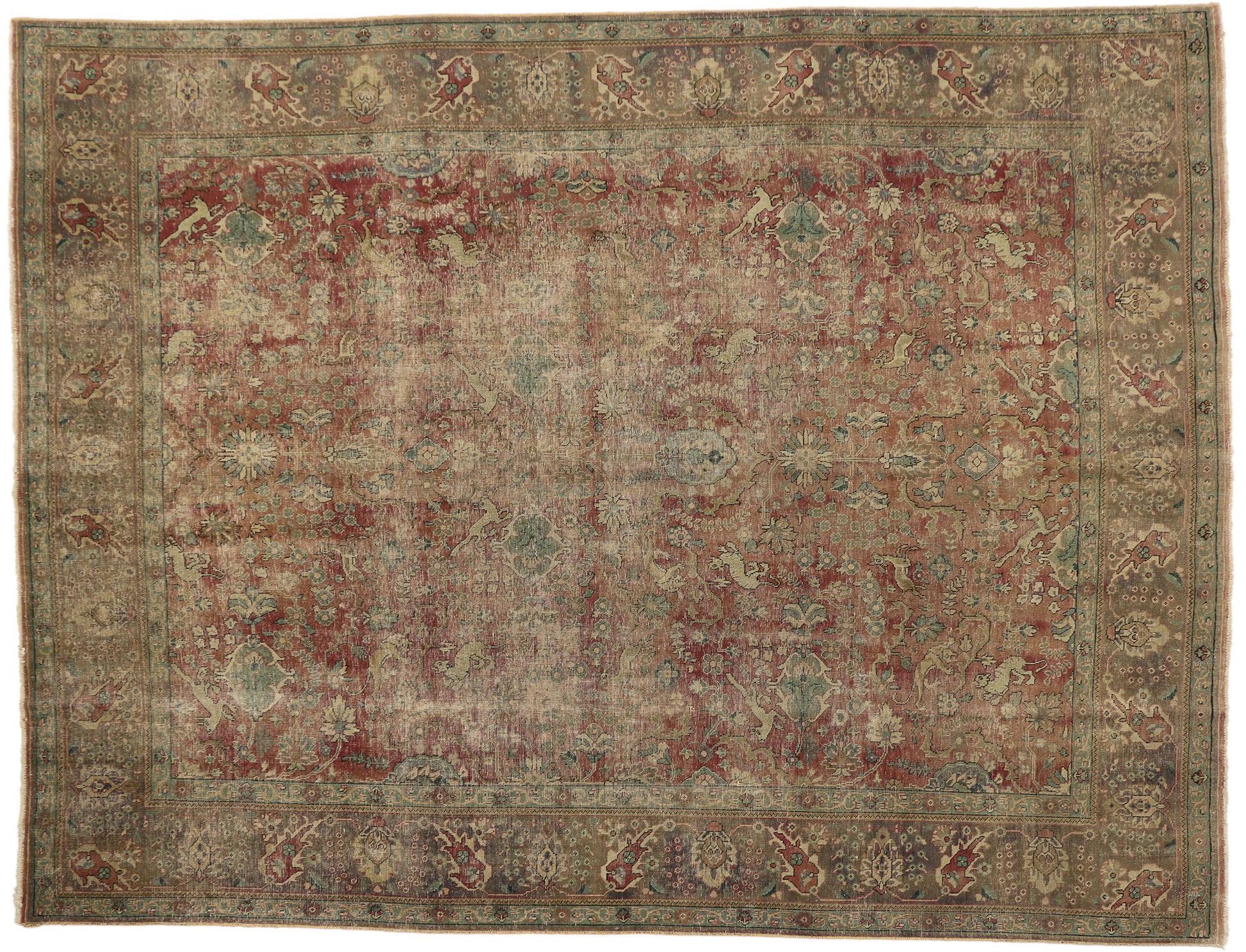 10 x 13 Vintage Tabriz Rug 74330