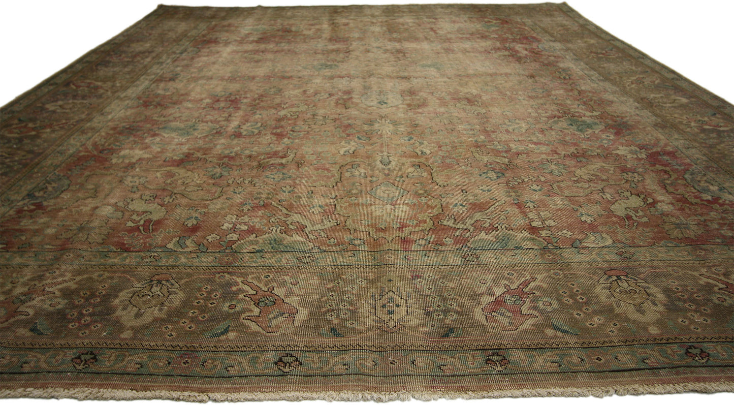 10 x 13 Vintage Tabriz Rug 74330