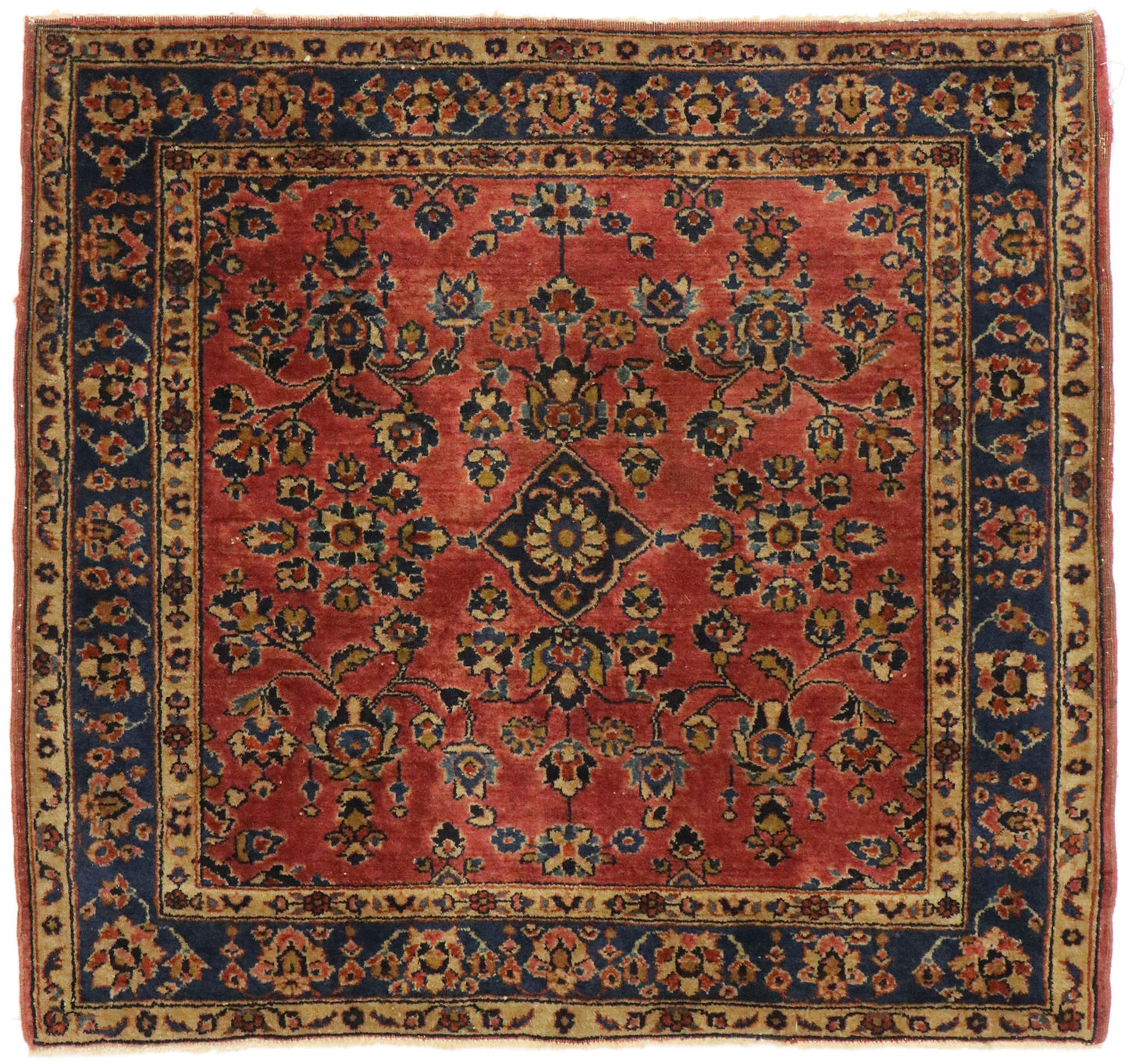 3 x 3 Antique Persian Sarouk Rug 74337