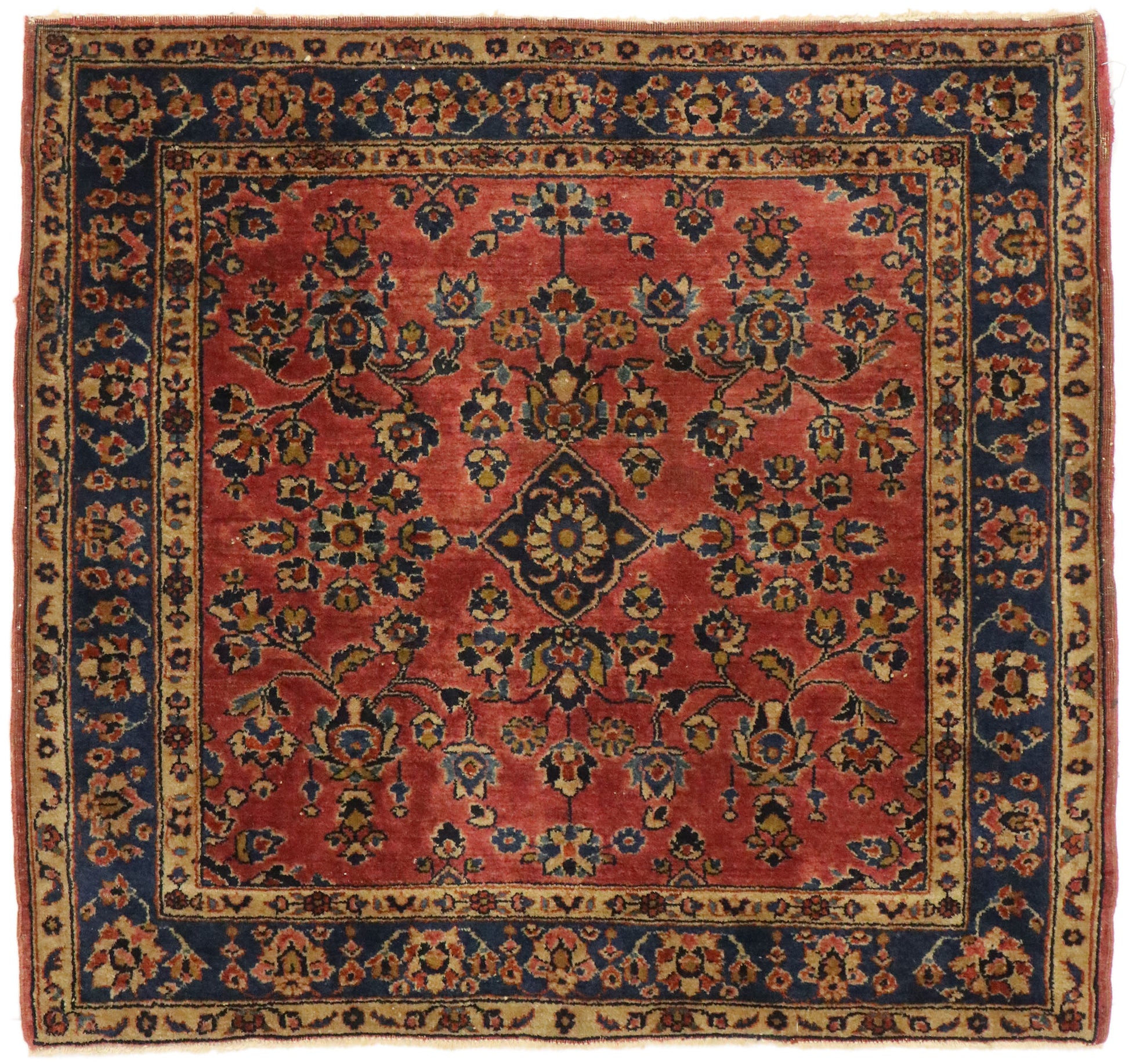 3 x 3 Antique Persian Sarouk Rug 74337