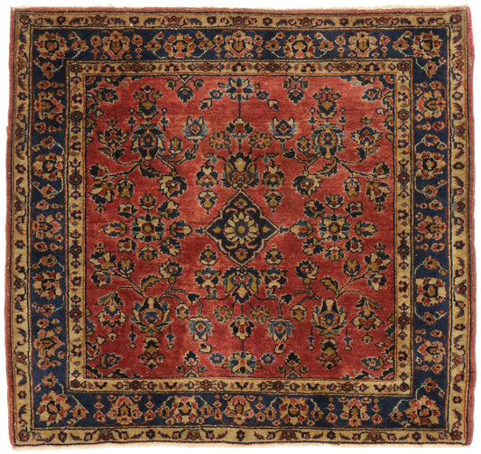 3 x 3 Antique Persian Sarouk Rug 74337