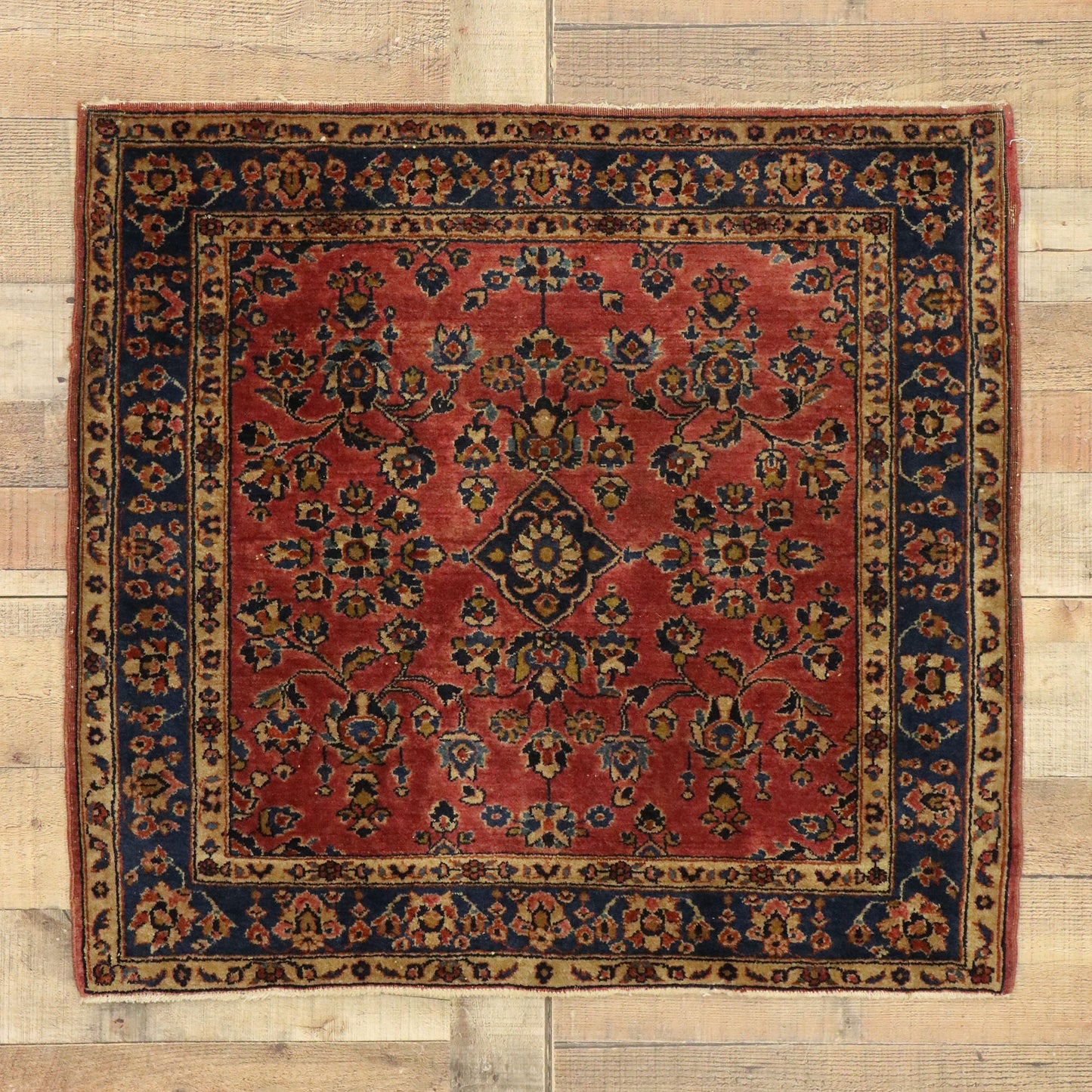 3 x 3 Antique Persian Sarouk Rug 74337