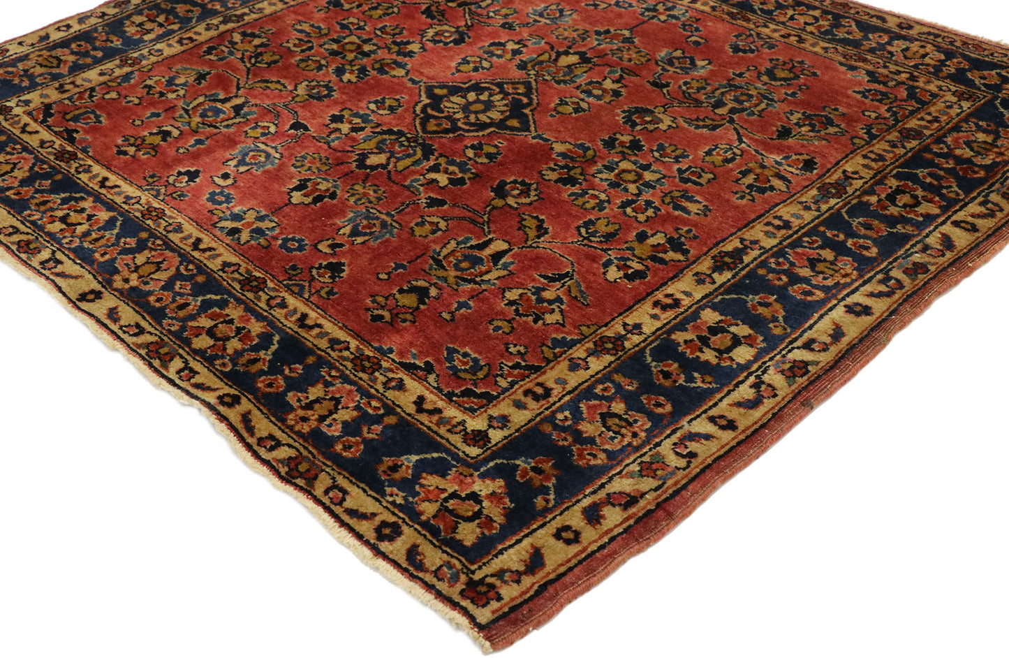 3 x 3 Antique Persian Sarouk Rug 74337
