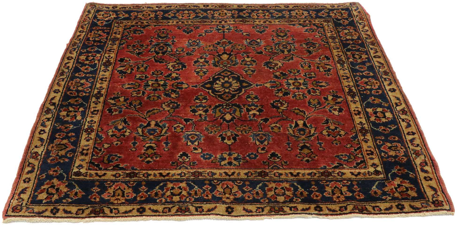 3 x 3 Antique Persian Sarouk Rug 74337