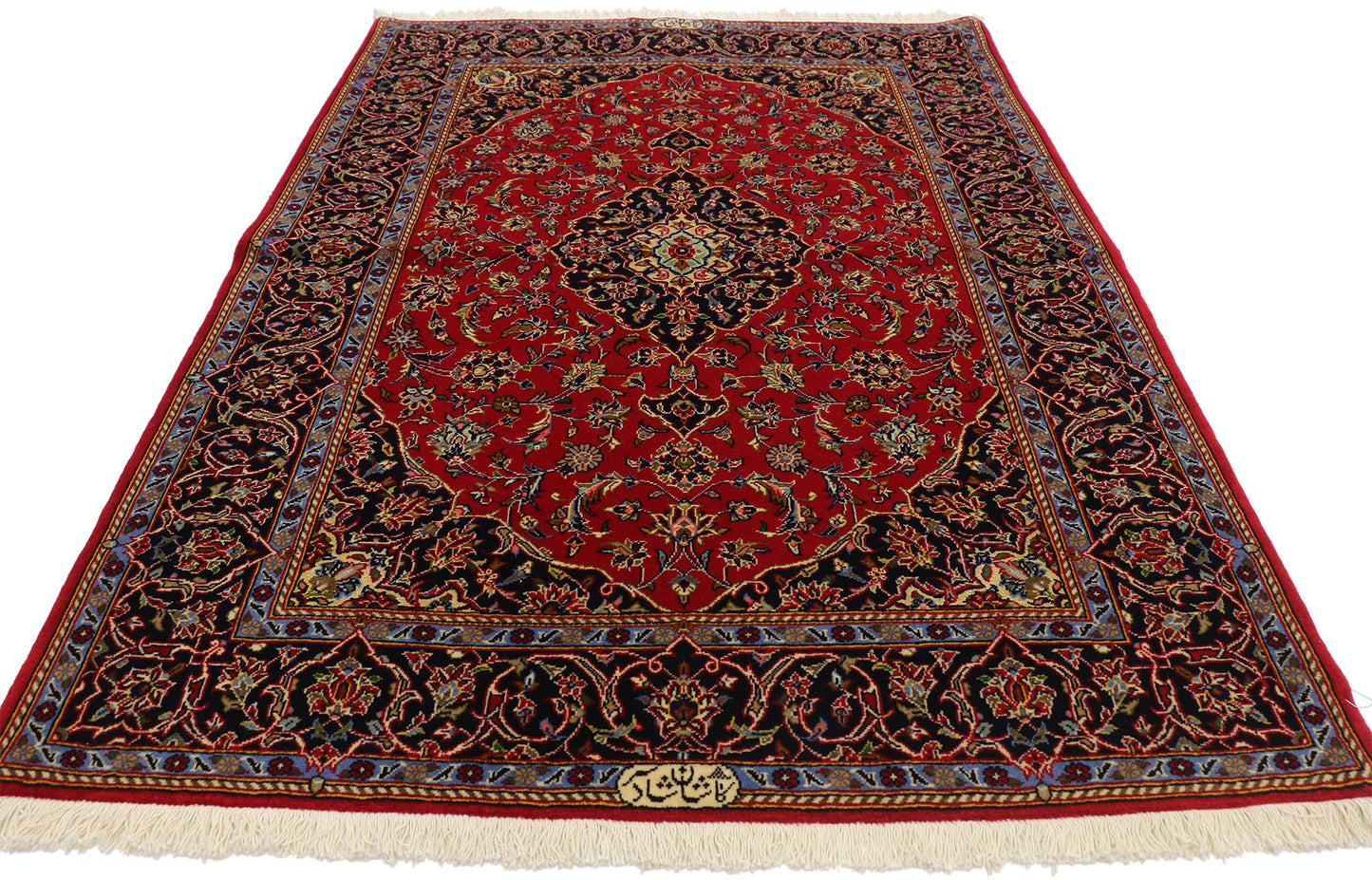 4 x 5 Vintage Kashan Rug 74338