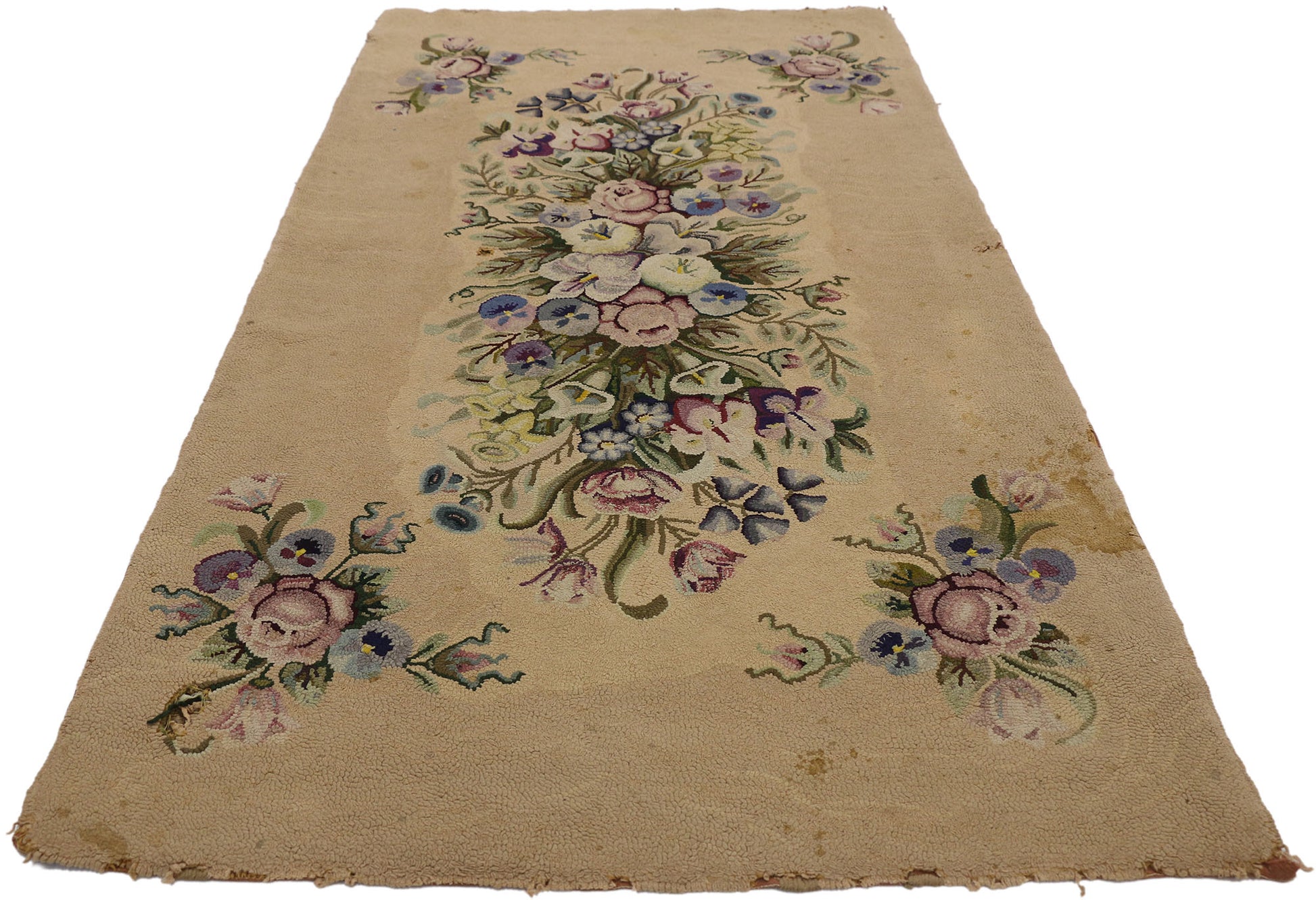 3 x 6 Antique American Hooked Rug 74344