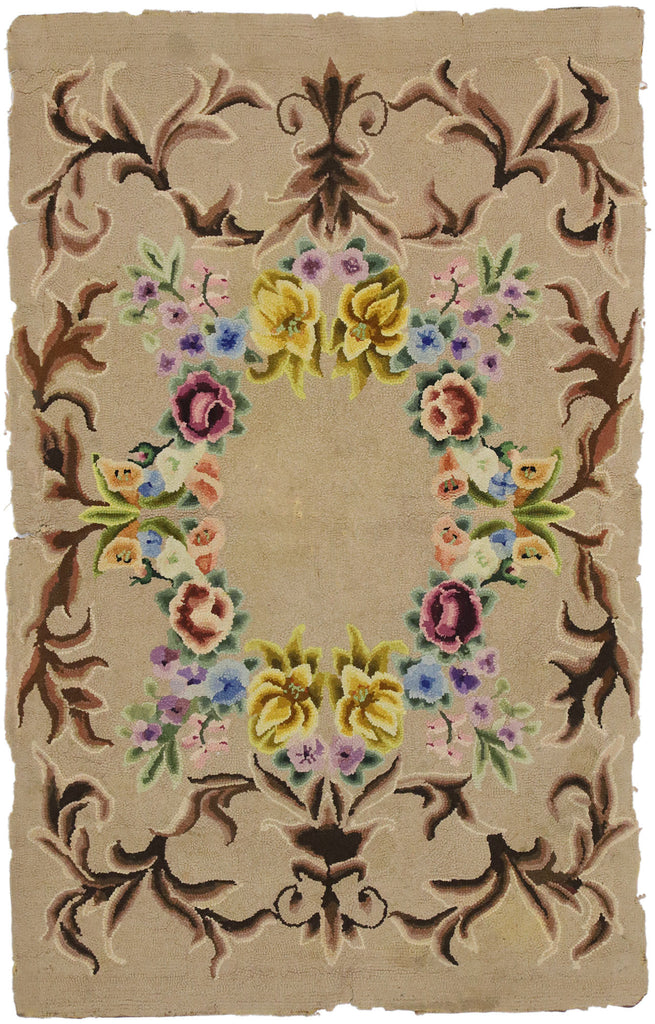 3 x 4 Antique American Hooked Rug 74345