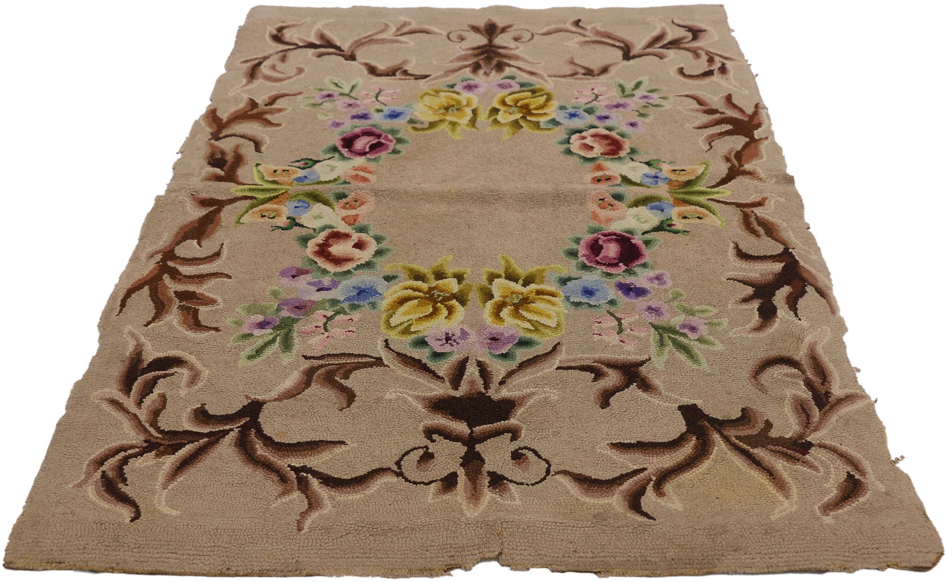 3 x 4 Antique American Hooked Rug 74345