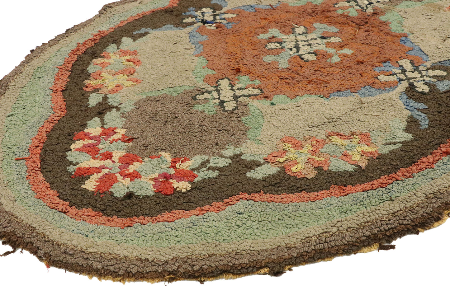 3 x 4 Antique American Floral Hooked Rug 74355