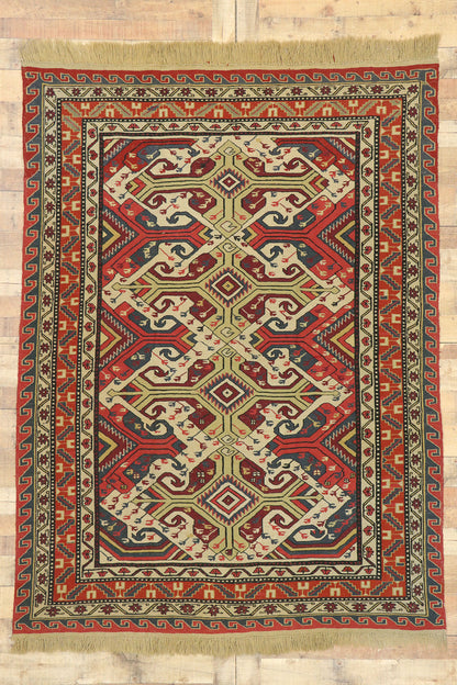 6 x 8 Antique Caucasian Soumak Rug 74374