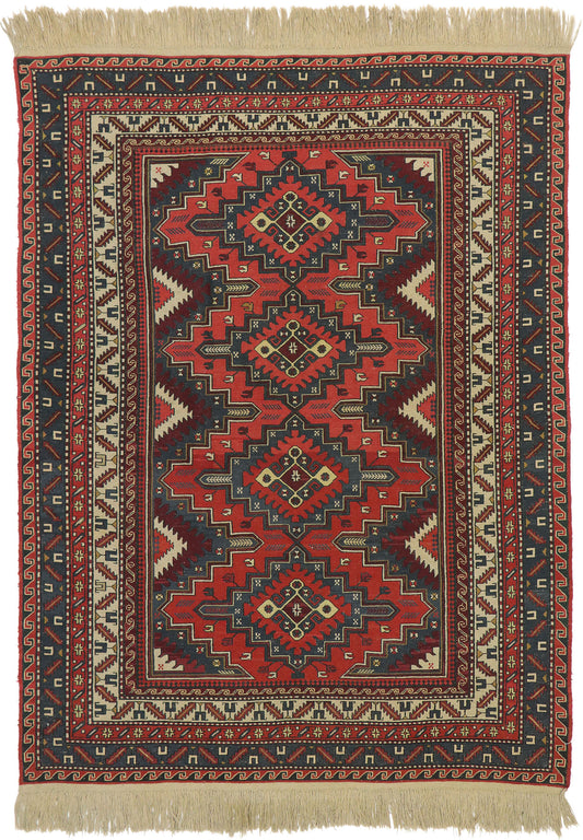 6 x 8 Antique Caucasian Soumak Rug 74375