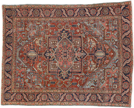 8 x 10 Antique Persian Heriz Rug 74378