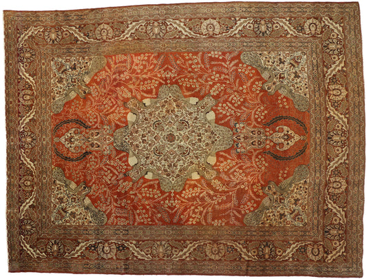 11 x 14 Antique Persian Tabriz Rug 74383