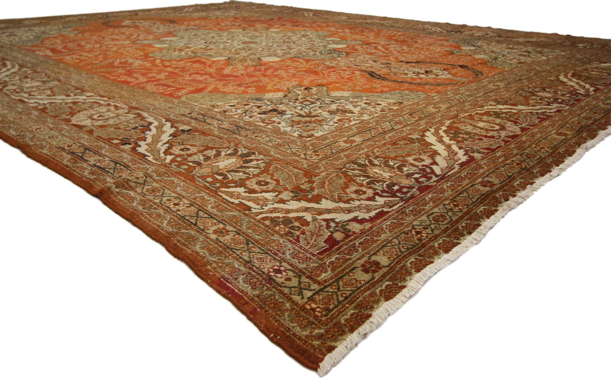11 x 14 Antique Persian Tabriz Rug 74383