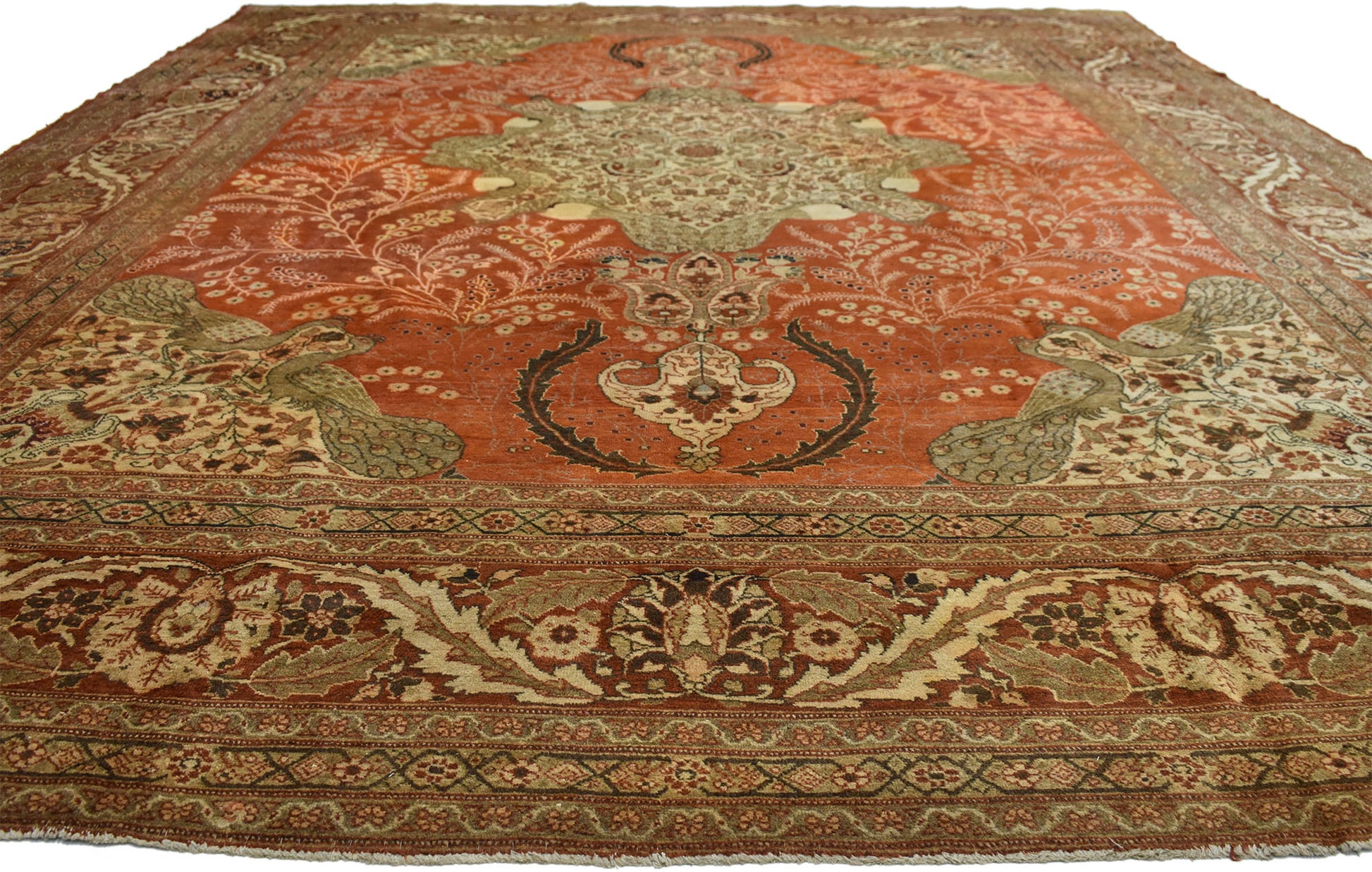 11 x 14 Antique Persian Tabriz Rug 74383