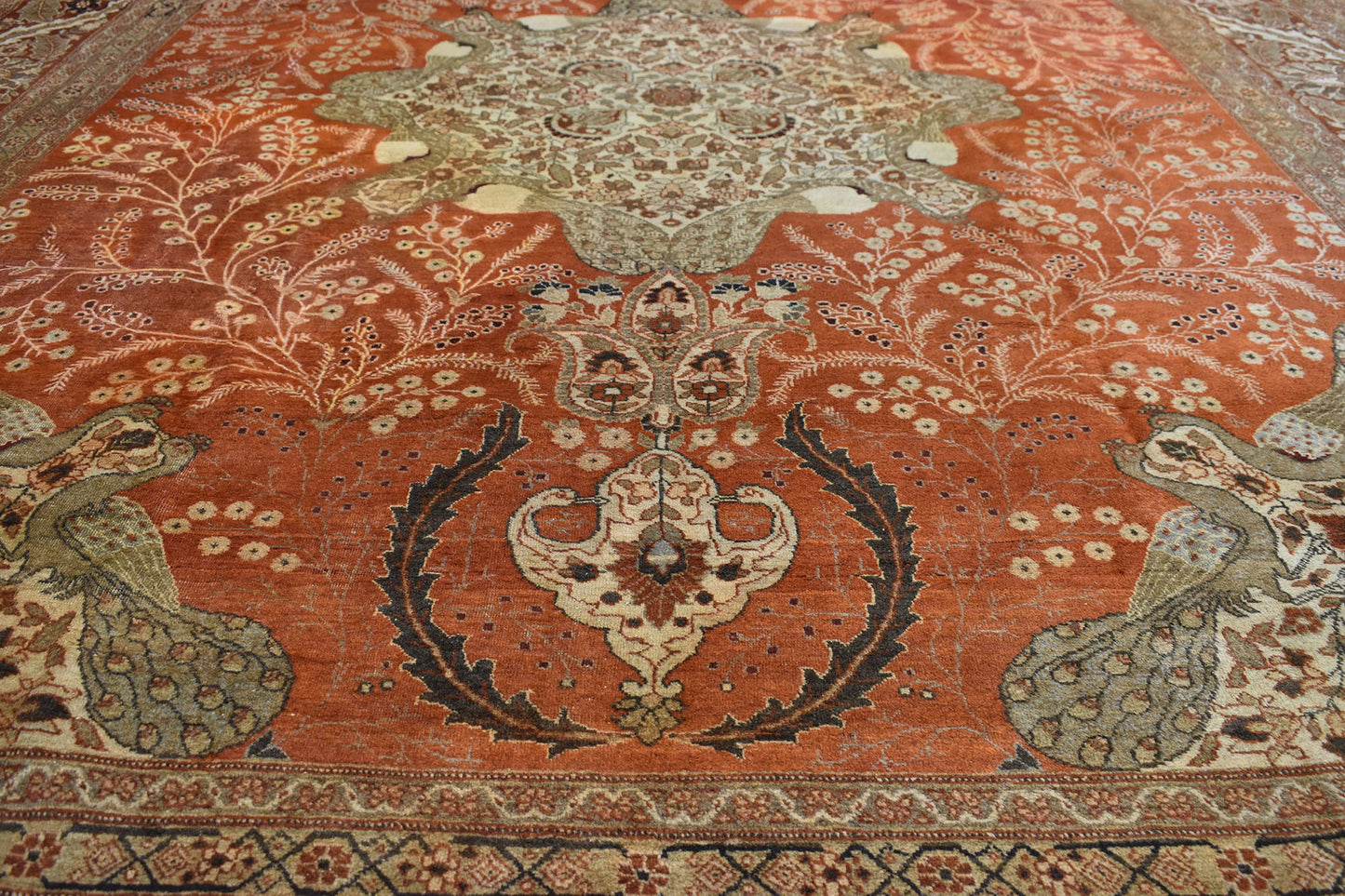 11 x 14 Antique Persian Tabriz Rug 74383