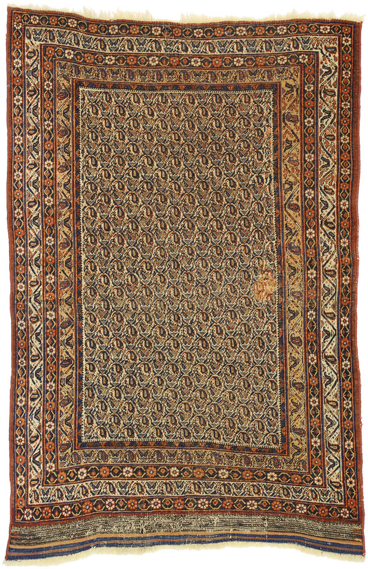 4 x 6 Antique Persian Bijar Rug 74395