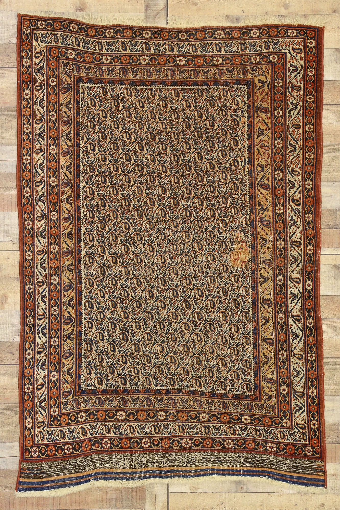 4 x 6 Antique Persian Bijar Rug 74395