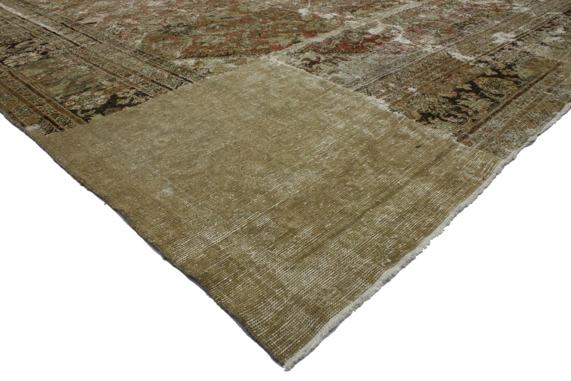 10 x 14 Antique-Worn Persian Mahal Rug 74479