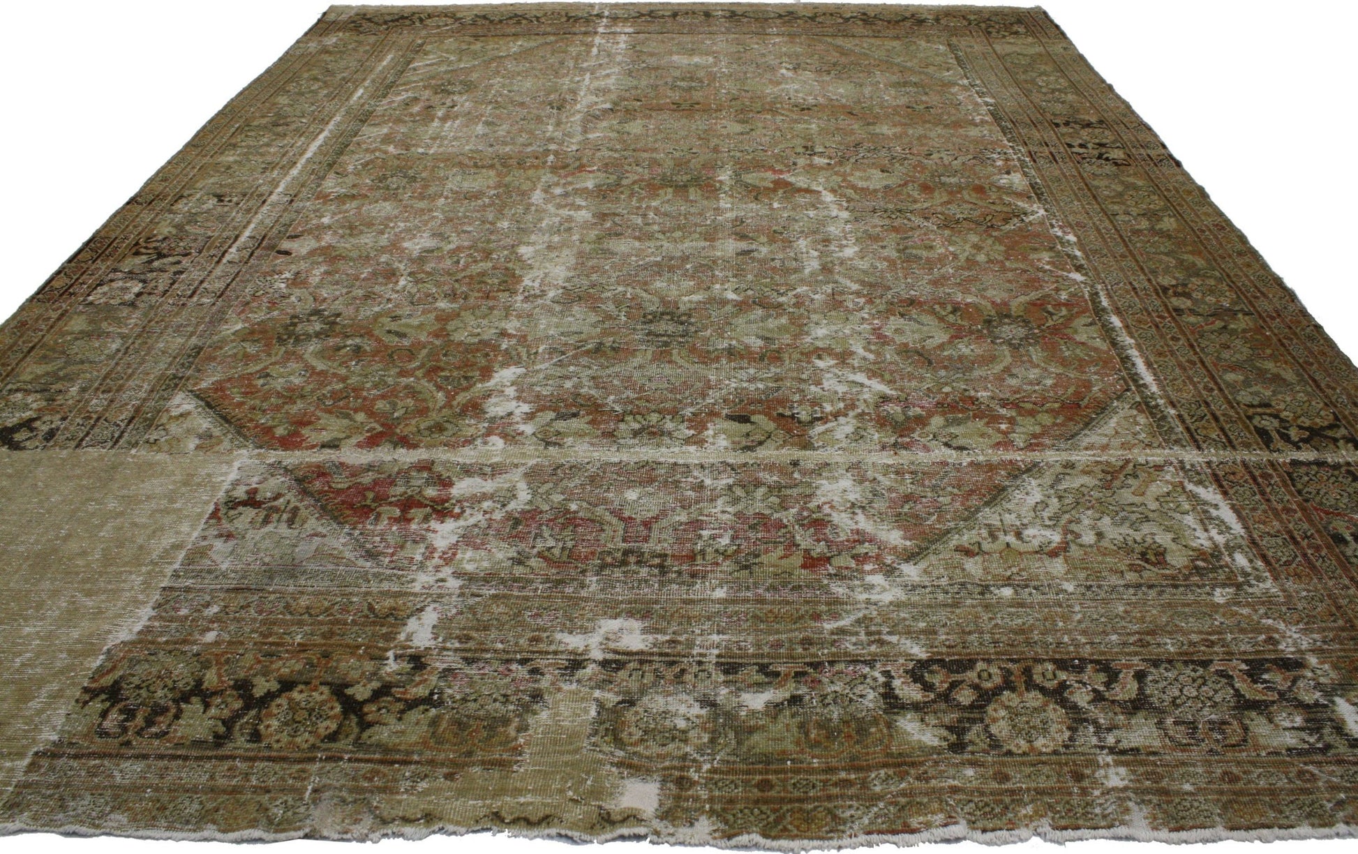 10 x 14 Antique-Worn Persian Mahal Rug 74479