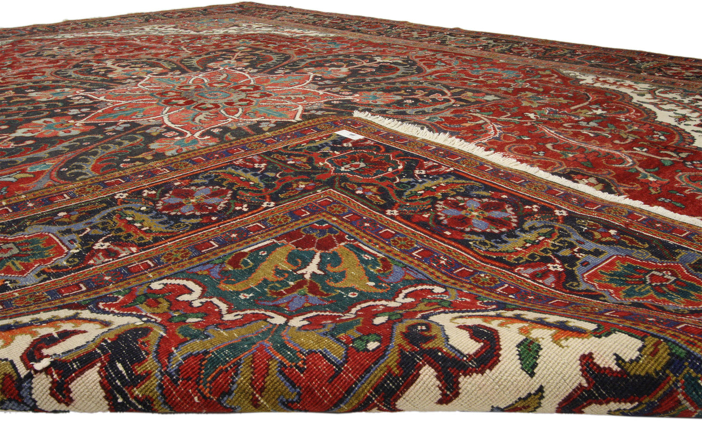 10 x 13 Vintage Persian Heriz Ahar Rug 74497
