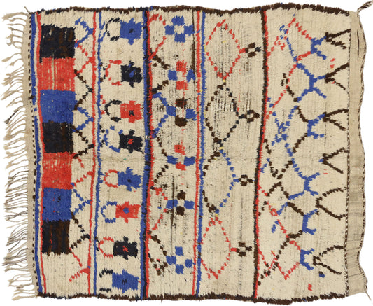 4 x 5 Vintage Moroccan Azilal Rug 74548