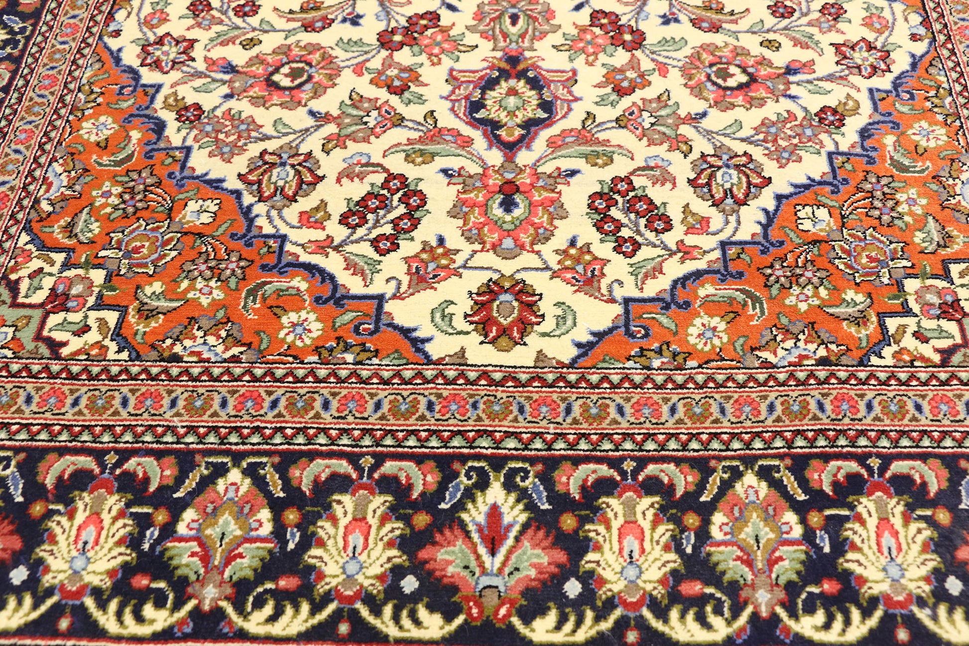 4 x 5 Vintage Persian Silk Qum Rug 74586