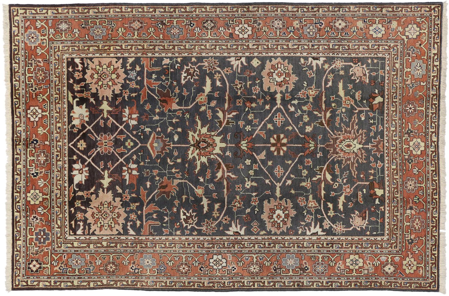 6 x 9 Vintage Indian Tabriz Rug 74642