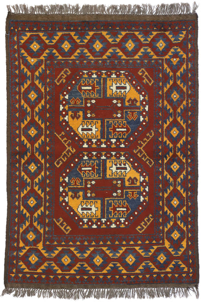 3 x 5 Vintage Afghan Rug 74663