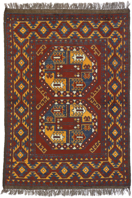 3 x 5 Vintage Afghan Rug 74663