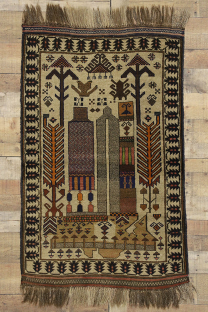 3 x 4 Vintage Afghan War Rug 74665