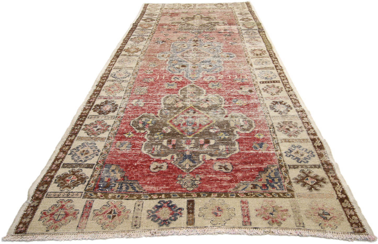 4 x 9 Vintage Turkish Oushak Runner 74675