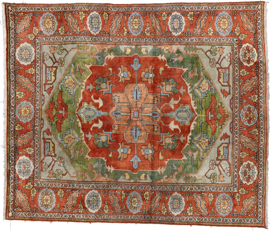 7 x 8 Vintage Persian Heriz Rug 74684
