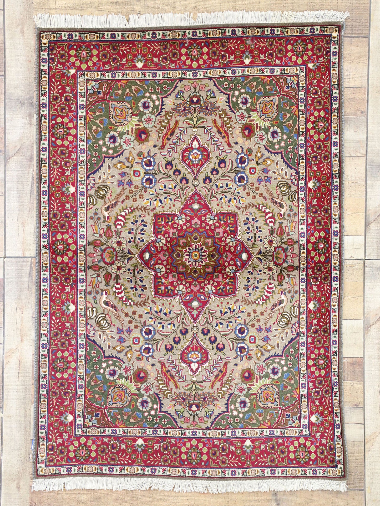 3 x 5 Vintage Persian Tabriz Rug 74690
