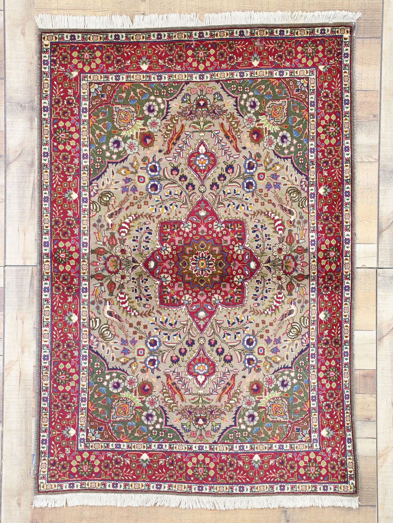 3 x 5 Vintage Persian Tabriz Rug 74690