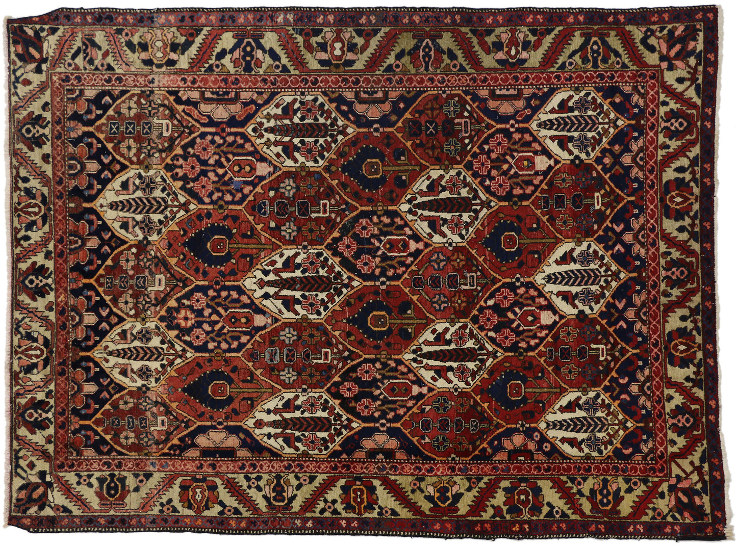 7 x 9 Vintage Persian Bakhtiari Rug 74697