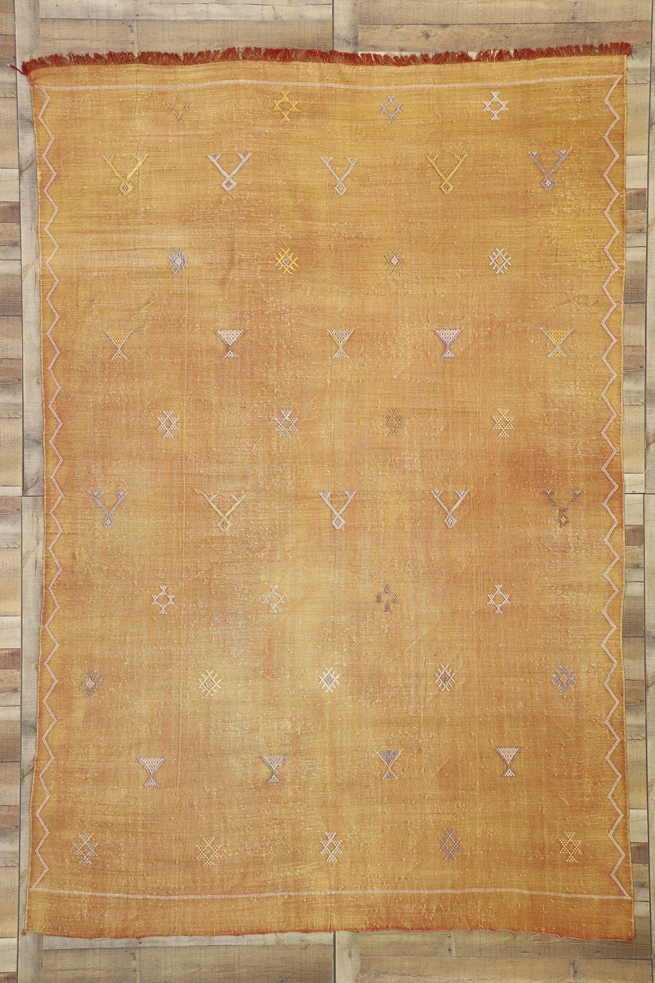 8 x 11 Vintage Cactus Silk Kilim Rug 74719
