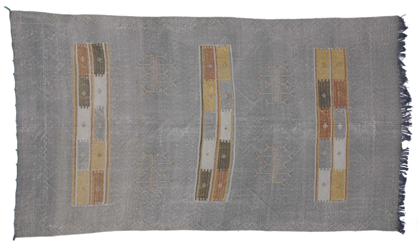 4 x 7 Vintage Cactus Silk Kilim Rug 74725